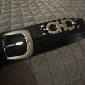 Salvatore Ferragamo Black Belt Bag with Silver Accents